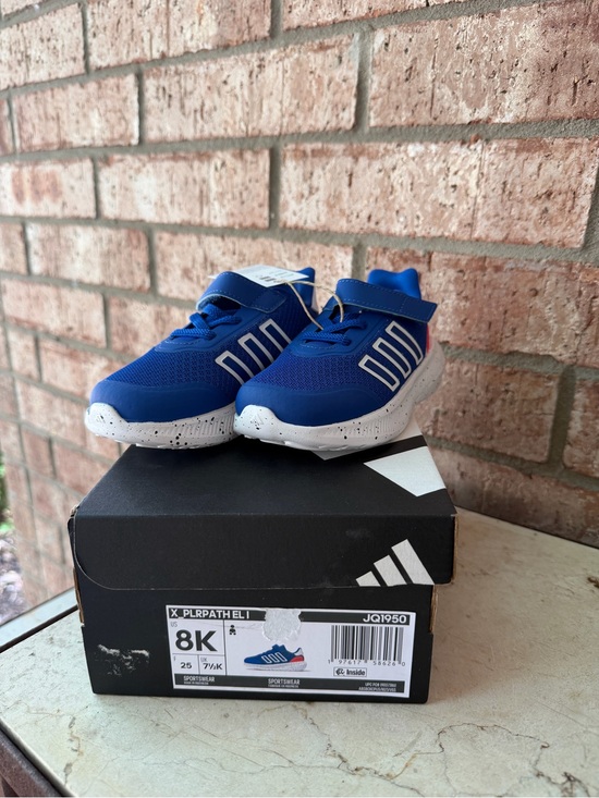 adidas Other - adidas Kids Royal Blue Velcro Sneakers with White Speckled Sole